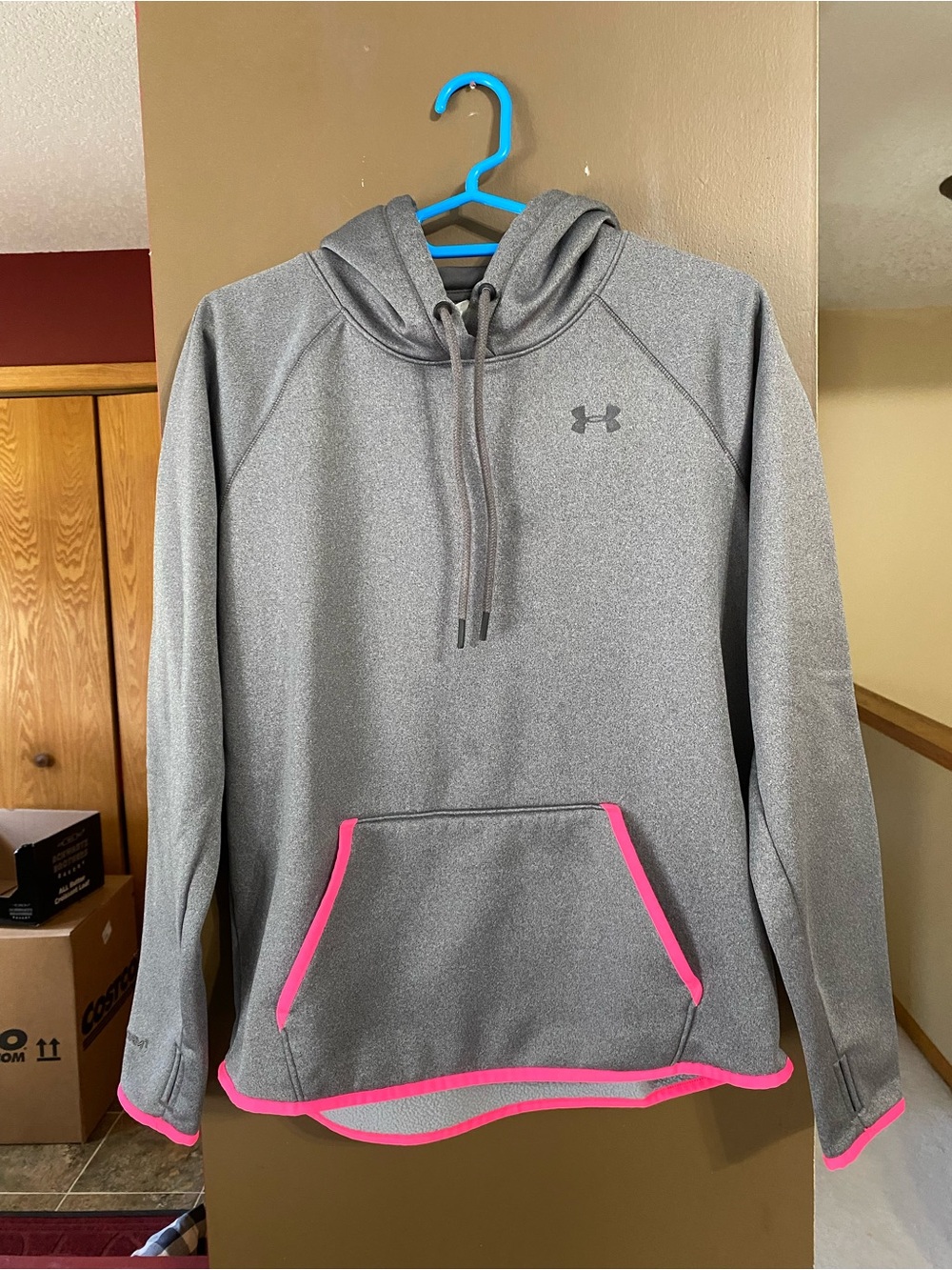 Under Armour Gray Pullover Hoodie with Pink Trim